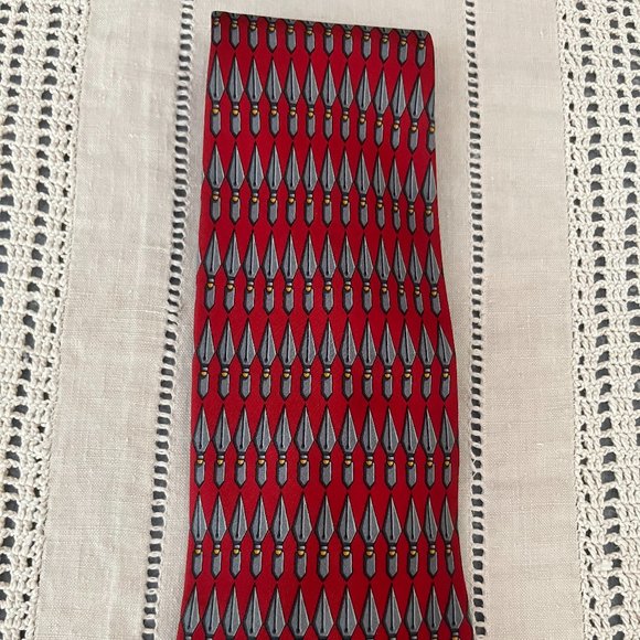 Gucci silk tie red, grey & yellow - Picture 2 of 10